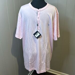 Tailorbyrd pink pique short sleeve henley. Soft stretch modal/polyester. XL